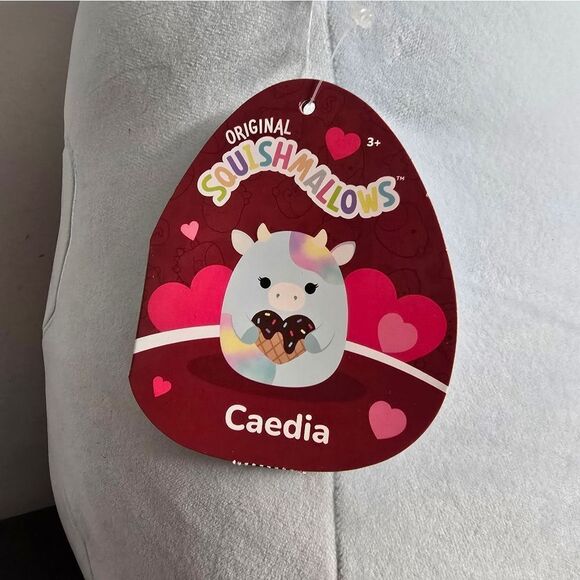 New Squishmallows Official 16 inch Caedia the Blue Spotted Cow Holding Ice Cream - Picture 5 of 6